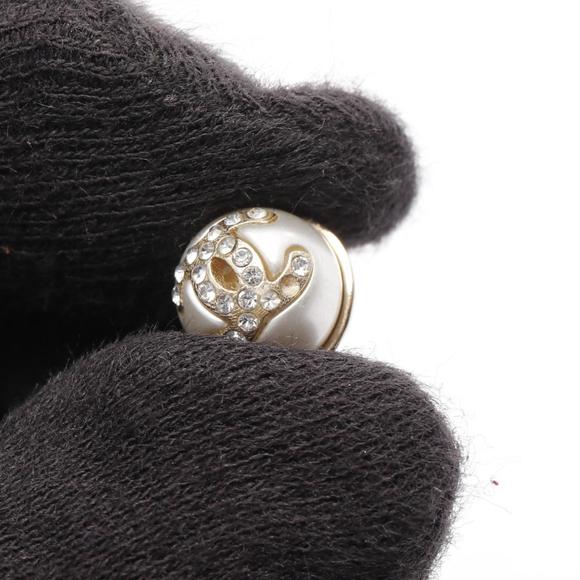 CHANEL Coco Mark Earrings GP (Gold Plated) Fake Pearl Rhinestones Women's Gold - Picture 6 of 6